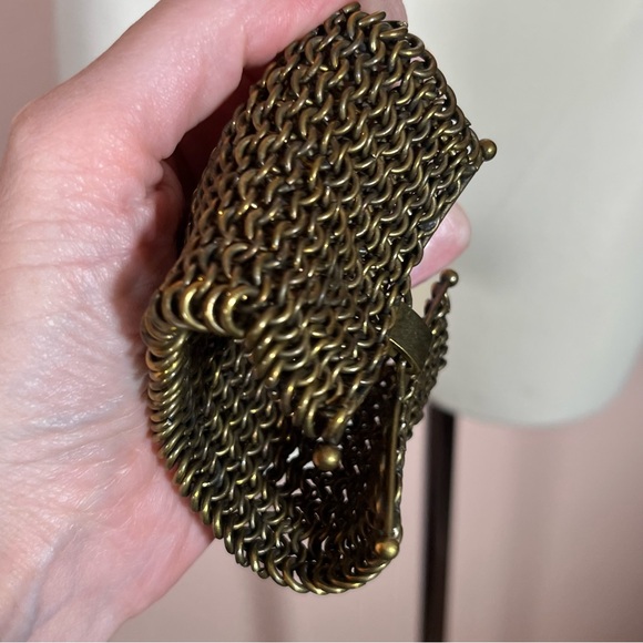 Vintage Y2K Heavy Gold Chainmail Victorian Medieval goth wide bracelet - Picture 16 of 17